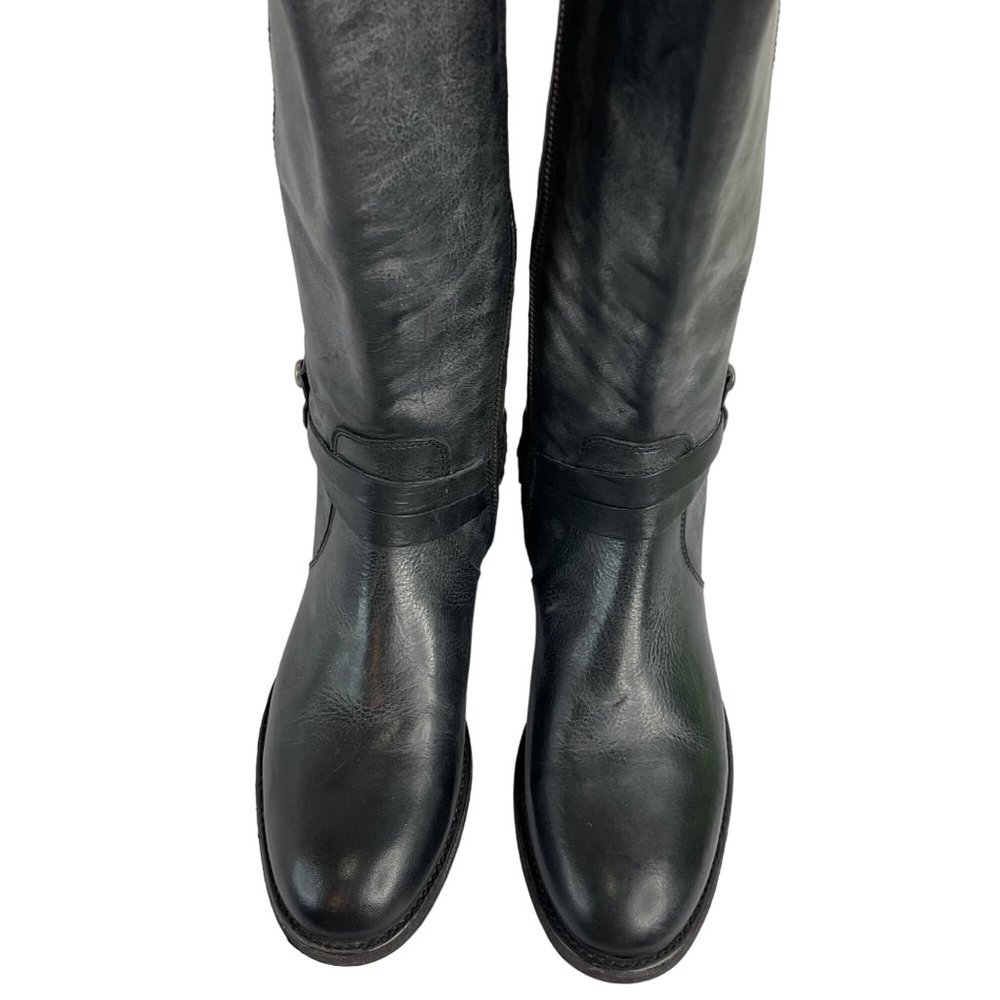 Frye Boots Womens Size 7 Black Melissa Belted Tall Boot Leather Luxury $400 New - Picture 4 of 15